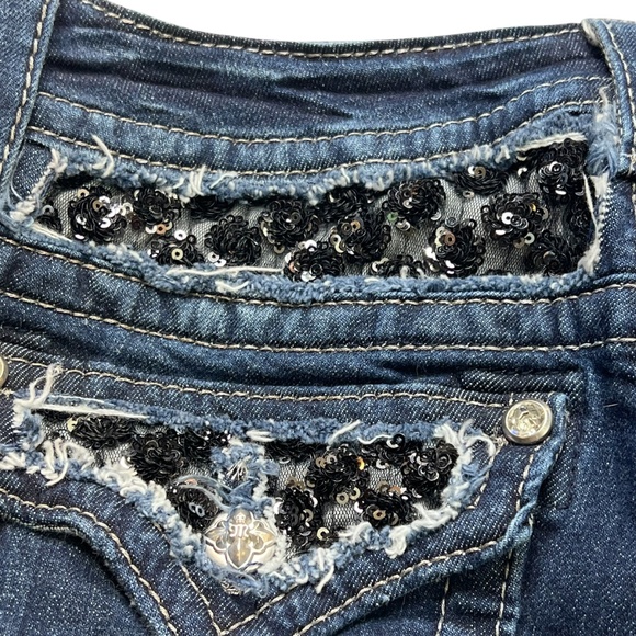 Miss Me Boot Cut Whisker Wash Jewel Sequin Jeans - Picture 9 of 15